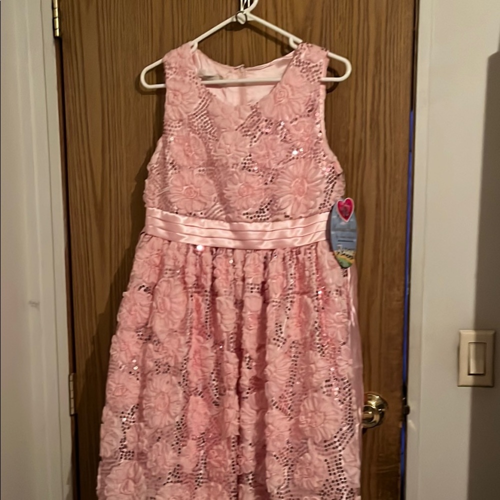 American Princess Pink Floral Lace Formal Dress for Girls